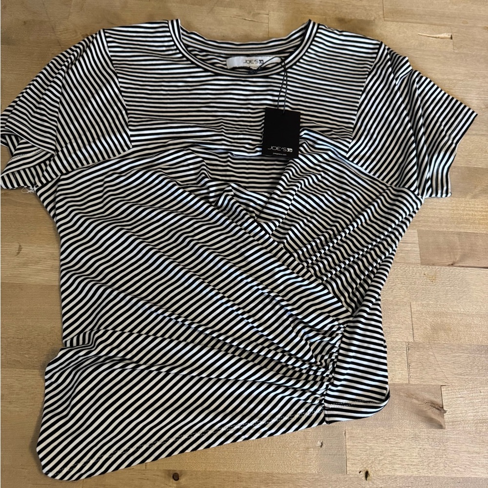 NWT Joe's Jeans Chloe crossover Black and ivory Striped Top